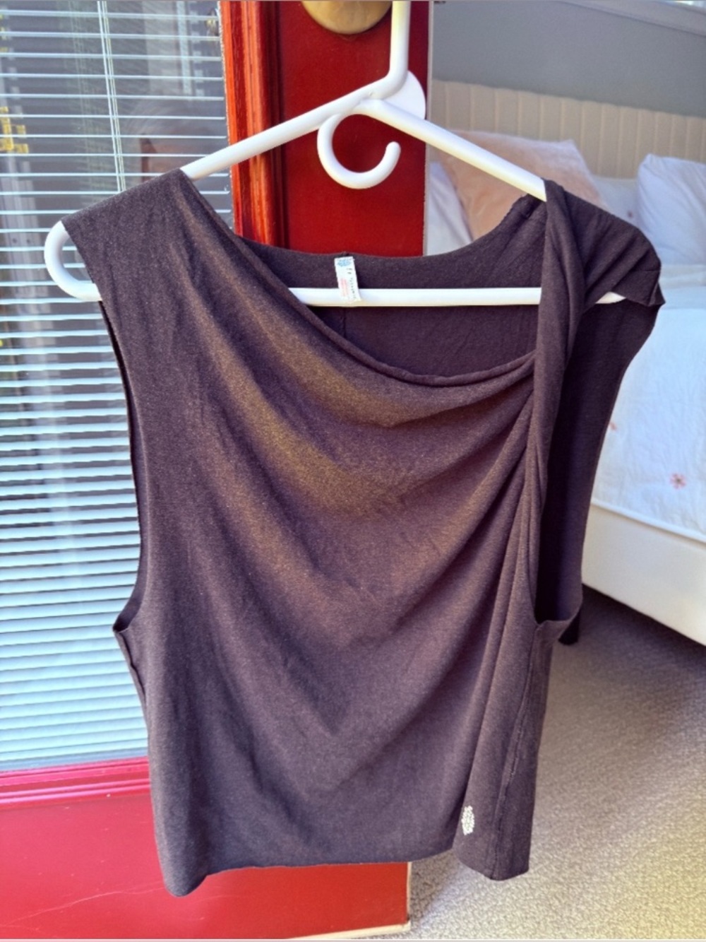 Sleeveless Cowl-Neck Tank Top - Charcoal